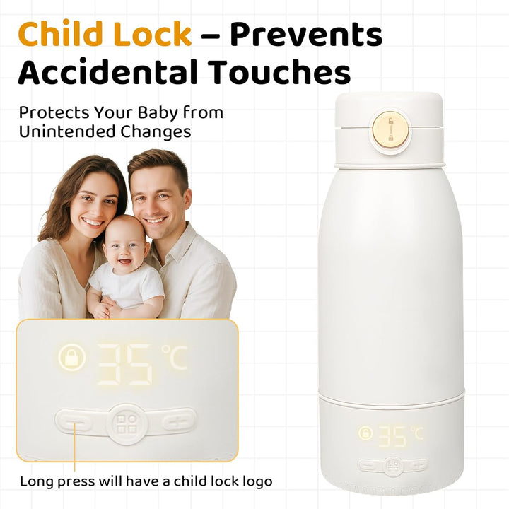 Tragbarer Flaschenwärmer Baby Unterwegs - Schnelles Aufheizen Muttermilch und Wasser, Grosse 500ml K