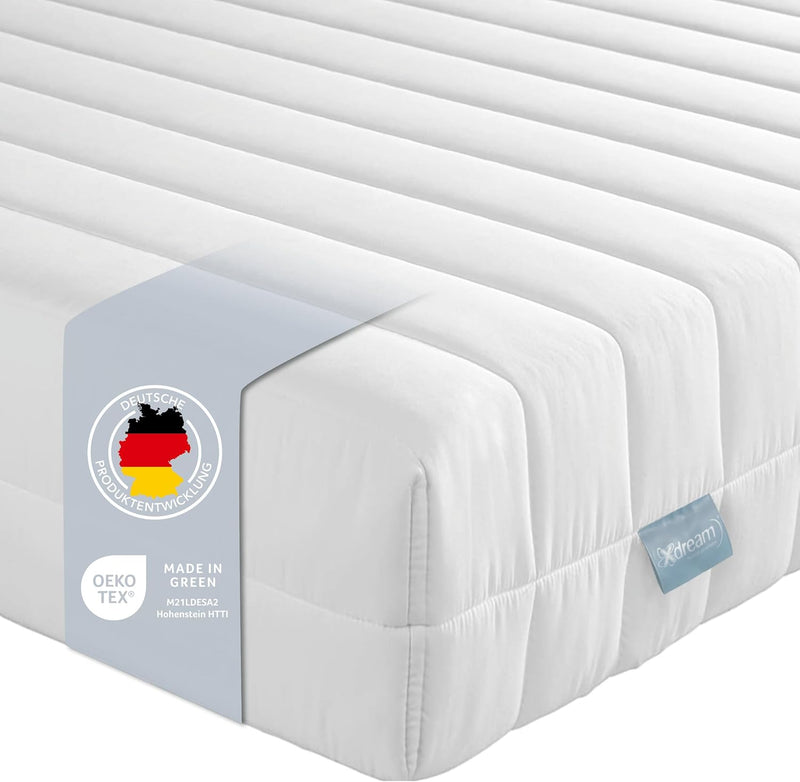 XDREAM Pure | Orthopädische 7-Zonen Kaltschaummatratze mit Öko-Tex Zertifikat | Rollmatratze | Made