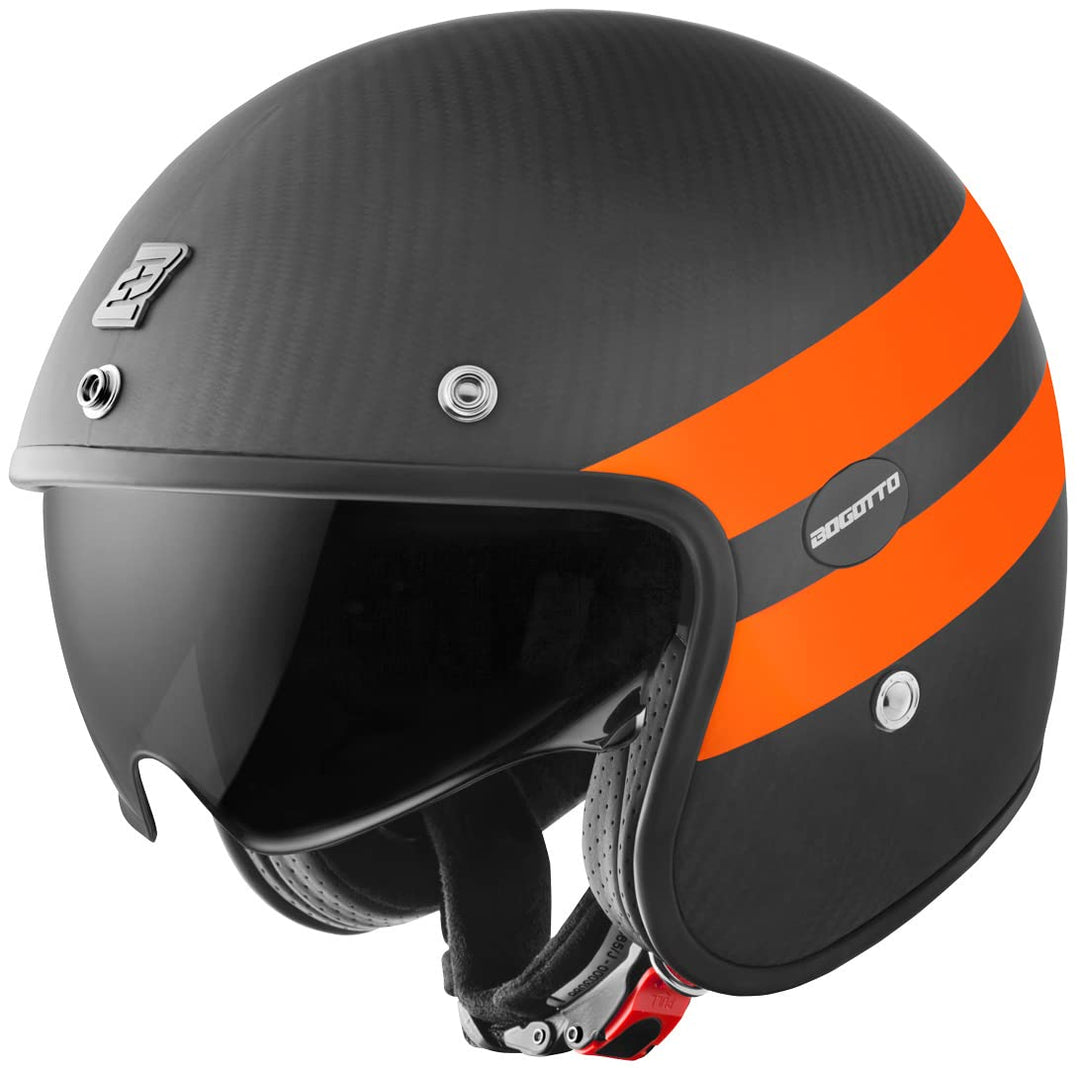 Bogotto V587 Crono Carbon Jethelm XS Schwarz Matt/Orange, XS Schwarz Matt/Orange