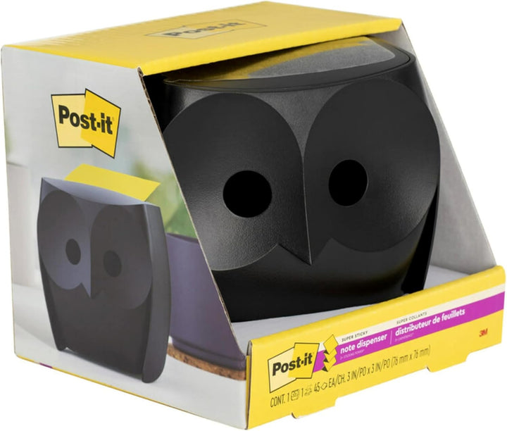Post-it OWL-330-BK Eulen-Notizspender, inklusive 1 Block Post-it 7,6 x 7,6 cm, super klebriger Spend
