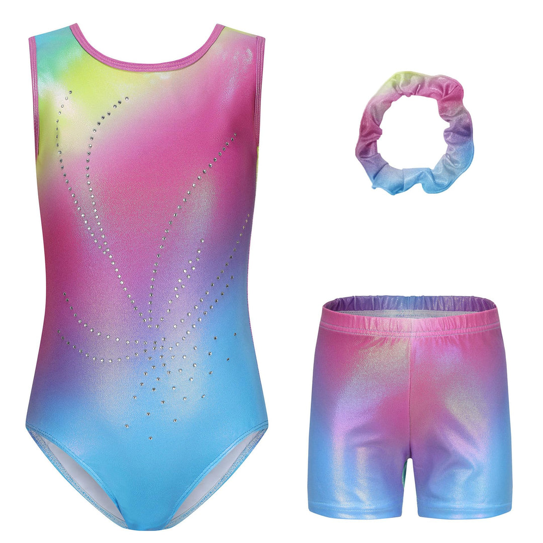 SEAUR Mädchen Turnanzug Turnshorts Set Ärmellos/Langarm Gymnastikanzug mit Hose Kinder Trikot Turnen