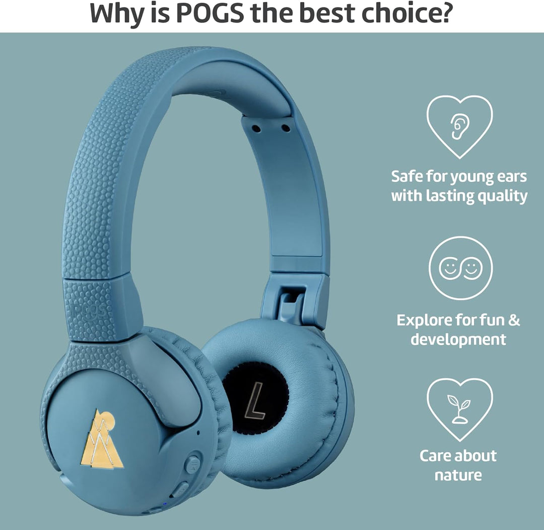 POGS Drahtloser Bluetooth Kinderkopfhörer | The Gecko 2 | Faltbarer robuster Kinderkopfhörer ab 3 Ja