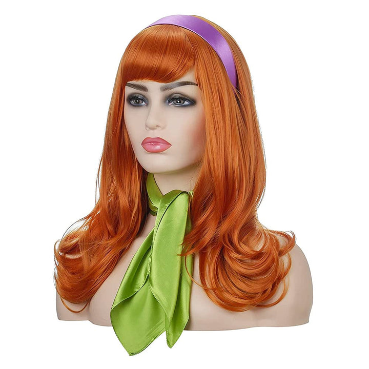 Lange gewellte orangefarbene Perücke | FVCENT Full Bangs Ginger Perücken Halloween Cosplay Kostüm Pa