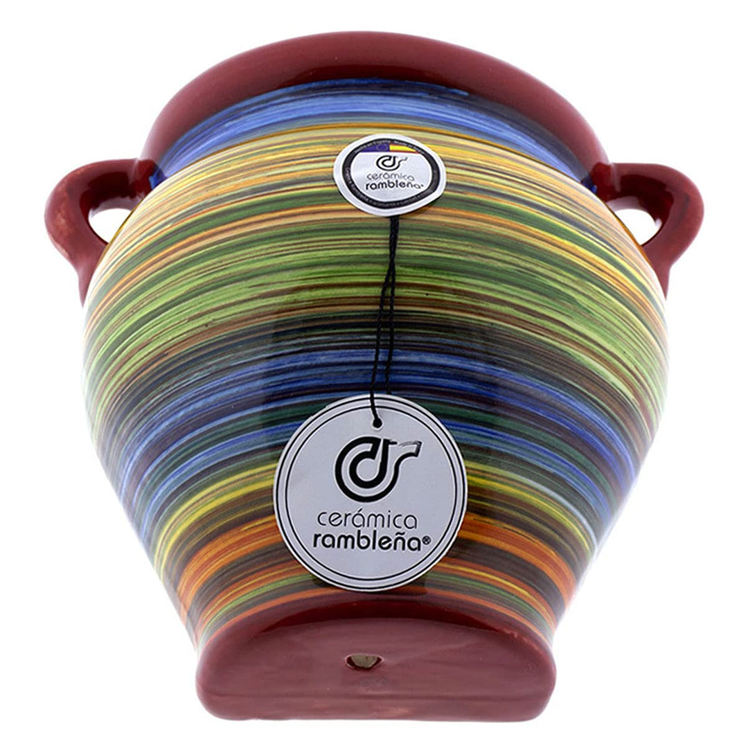 CERÁMICA RAMBLEÑA | Hängetöpfe Orza | Wandtöpfe | Regenbogen Wandtopf - Modell D95 | 100% Handdekori