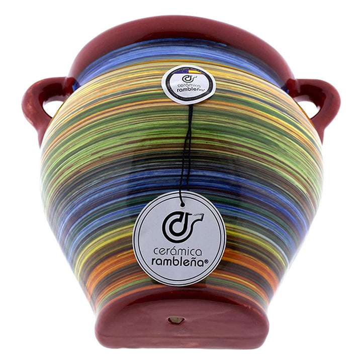 CERÁMICA RAMBLEÑA | Hängetöpfe Orza | Wandtöpfe | Regenbogen Wandtopf - Modell D95 | 100% Handdekori