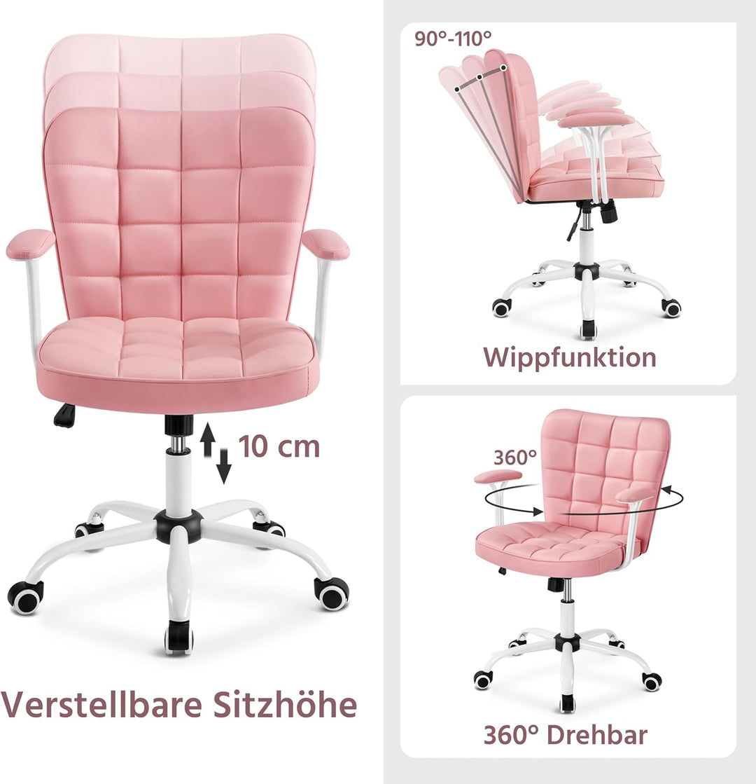 Yaheetech Bürostuhl Ergonomischer Schreibtischstuhl Bürosessel Arbeitsstuhl, Drehstuhl mit Weichen A