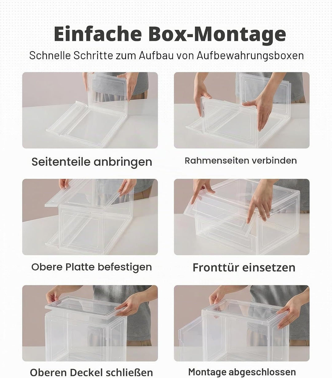 ADOV Schuhboxen, 6 Stück Schuhboxen Stapelbar für Männer Frauen und Kinder, Schuhorganizer Platzspar