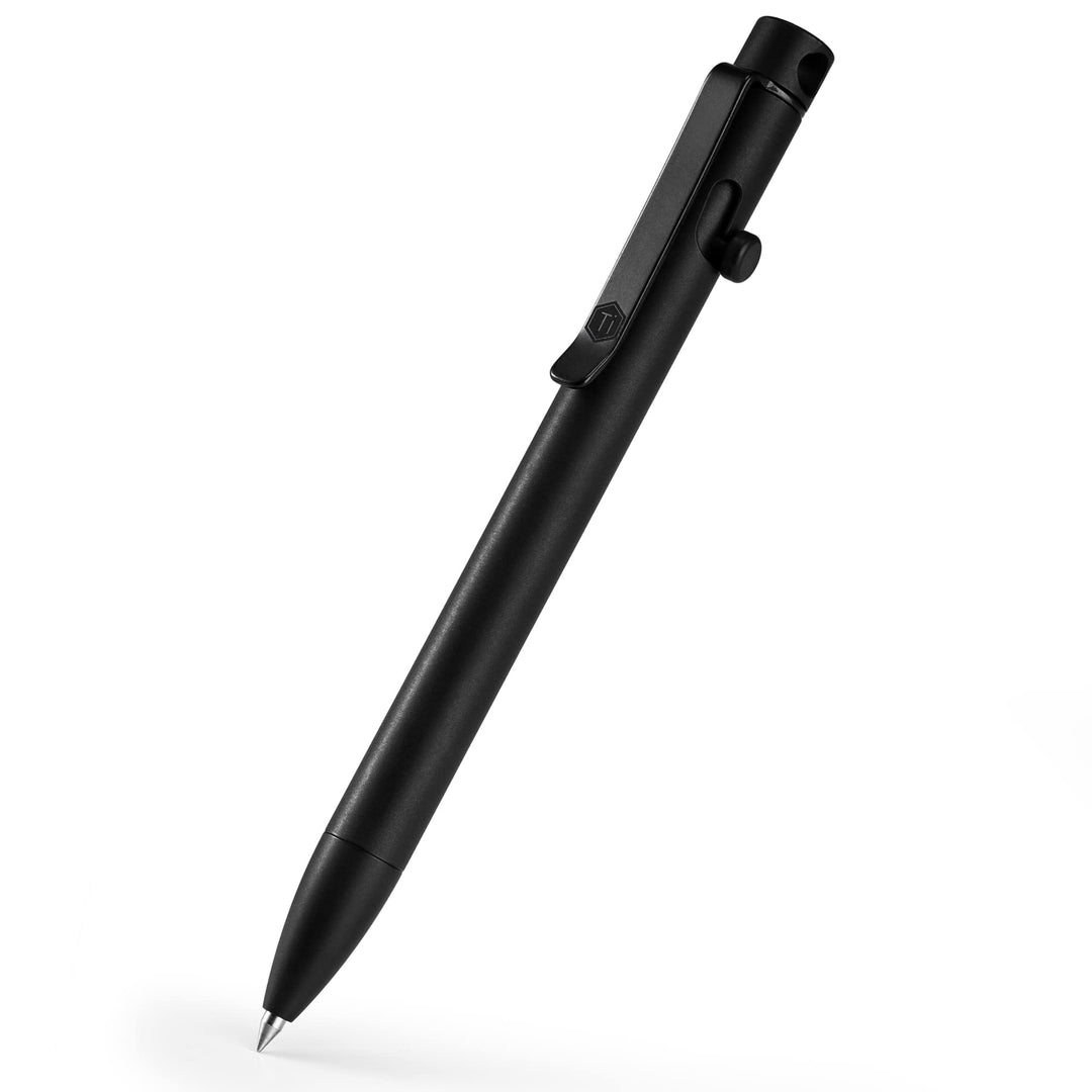 KeyUnity KP01BK Bolt Action Pen mit Clip, EDC-Taschenstift aus Titanlegierung, einziehbarer Metallku