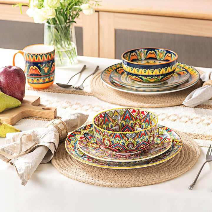 Henten Home Müslischalen 6er Set, 830ml Keramik Suppenschalen, Servierschalen mit Doppelseitigem Mus