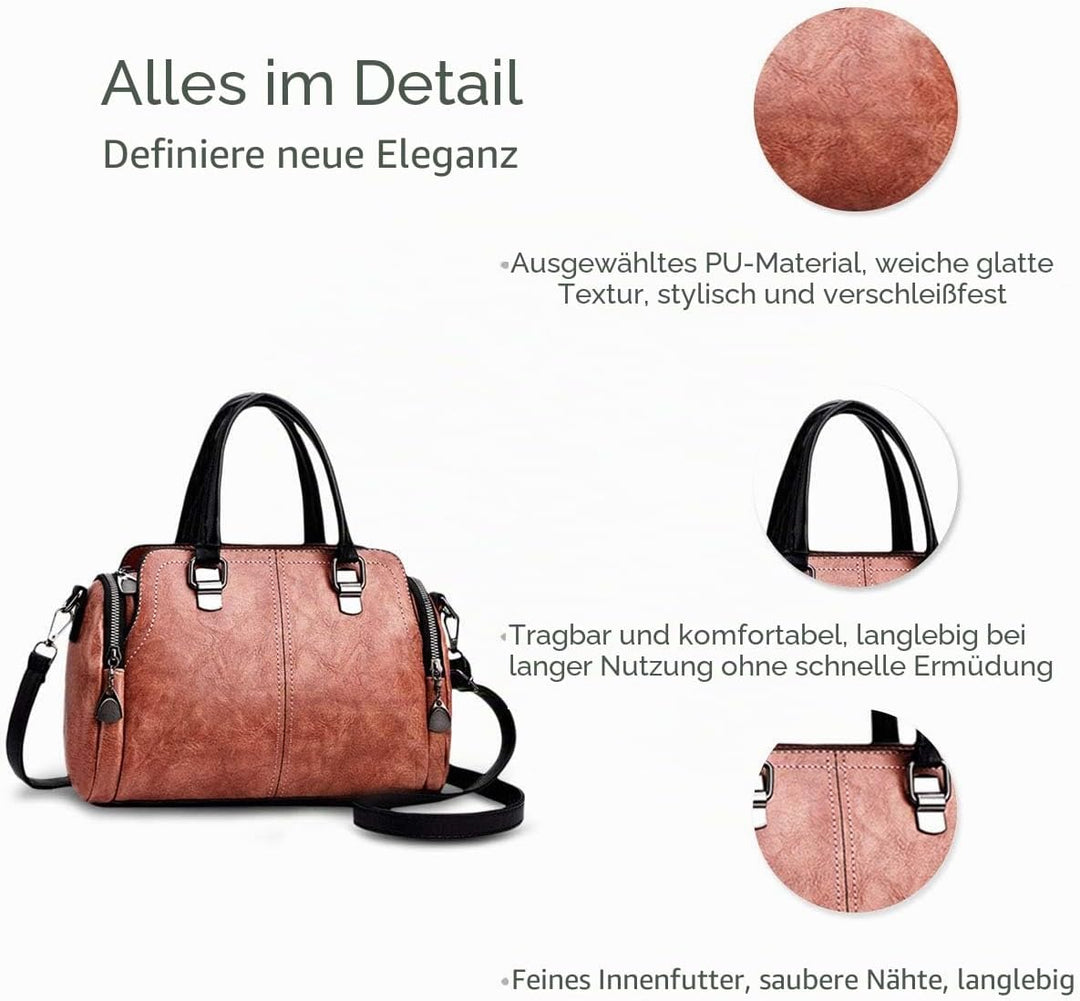 NICOLE&DORIS Damen Mode Taschen mit hohem Tragegriff Retro Handtaschen Schultertasche Umhängetasche