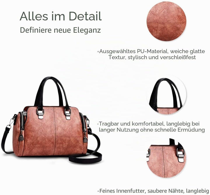 NICOLE&DORIS Damen Mode Taschen mit hohem Tragegriff Retro Handtaschen Schultertasche Umhängetasche