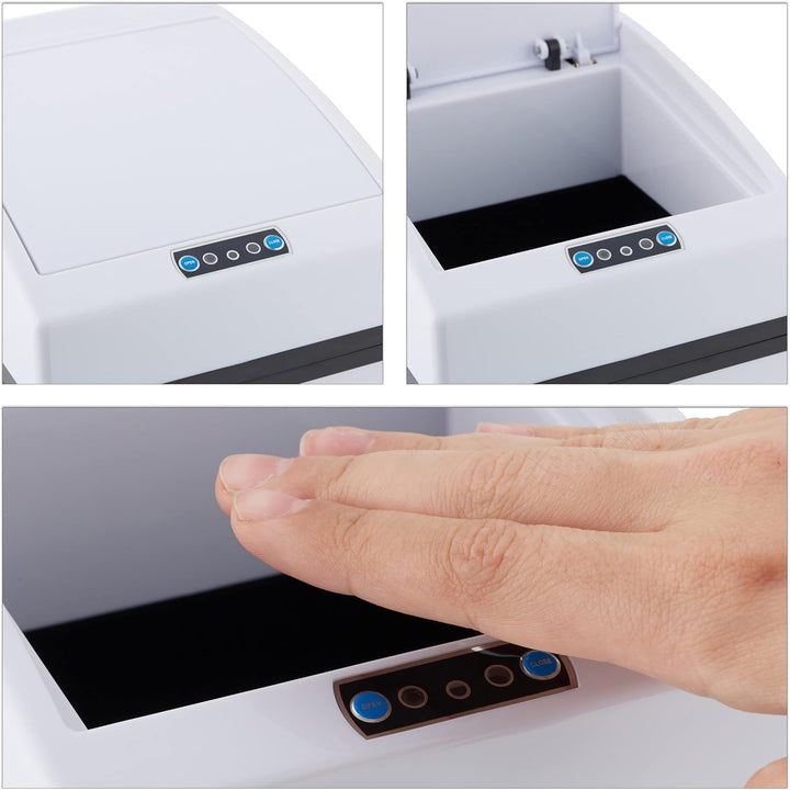 Relaxdays, weiss Sensor Mülleimer, Automatikdeckel, Inneneimer mit Griff, hygienisch, 7 L, Stahl, Hx