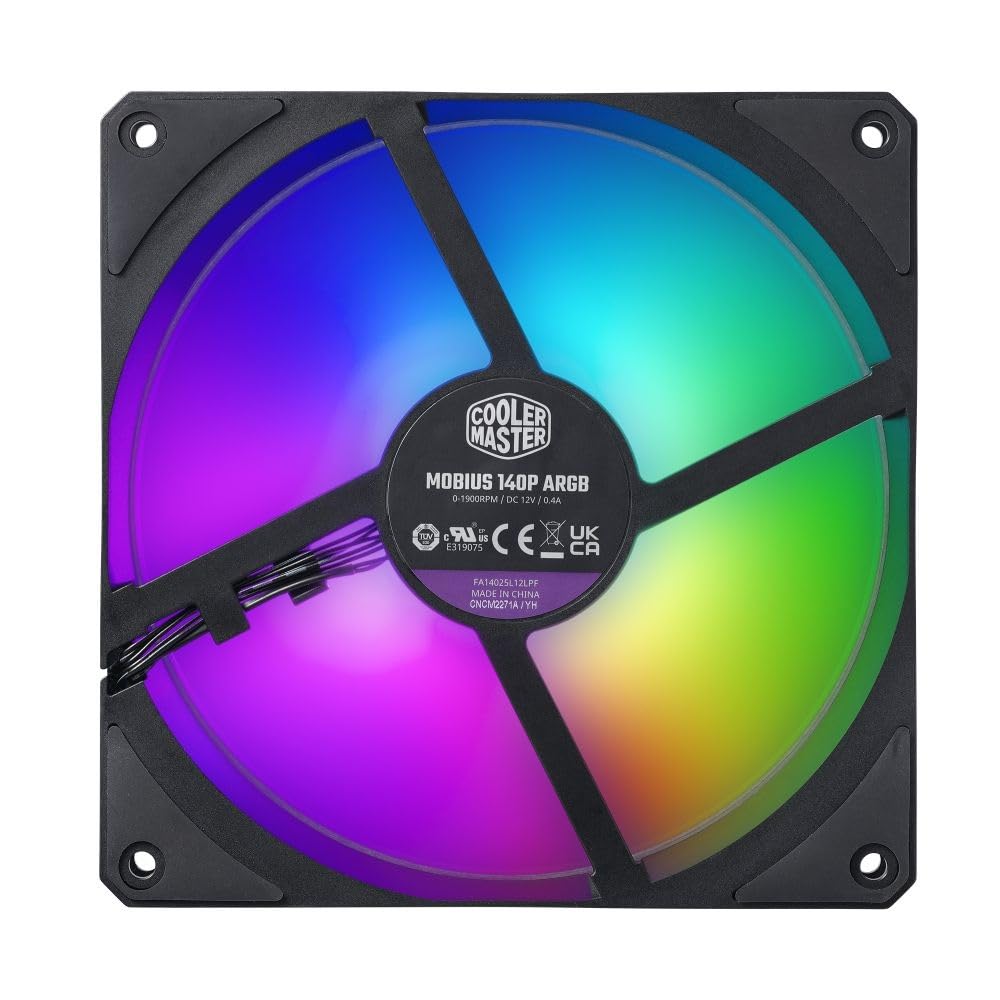 Cooler Master Mobius 140P ARGB Gehäuselüfter – 120mm ARG-Lüfter mit Ring-Blade-Design (PWM), Loop Dy