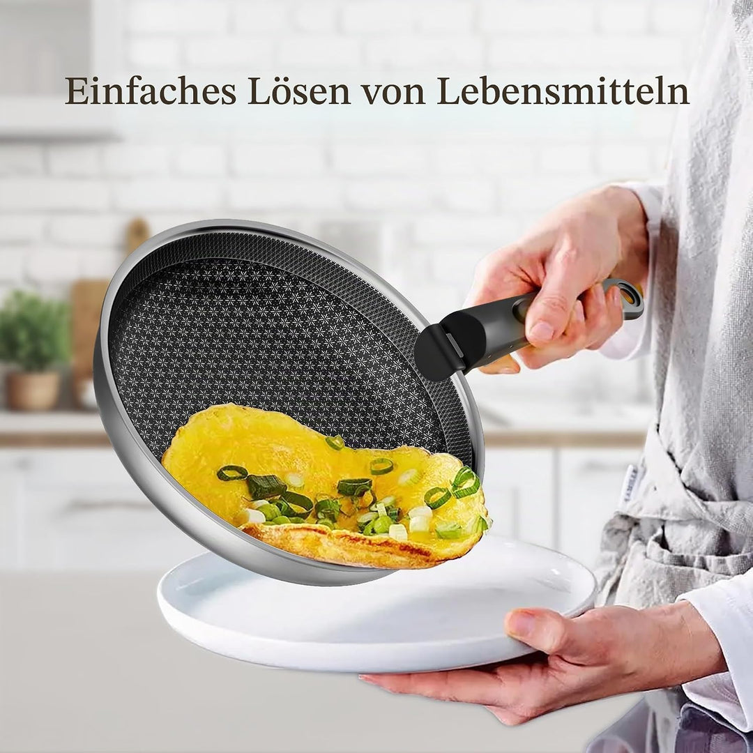 RIOVARM Edelstahl Töpfe und Pfannen Set Induktion Keramik Antihaft Pfannenset mit abnehmbaren Griffe