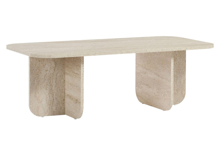 Stilvoller Couchtisch, Travertine-Farbe, 120 x 60 x 41 cm | 100% melaminbeschichtete Spanplatte, 18
