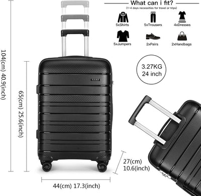 KONO Zwillingsrollen Reisekoffer TSA-Schloss 65cm Trolley Koffer Polypropylen Hartschale Rollkoffer 