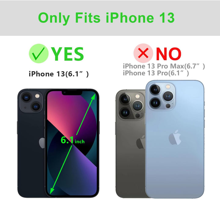 LENSUN Echtleder Hülle für iPhone 13 5G, Handyhülle [Echtes Leder][Magnetverschluss][RFID Schutz] Ha