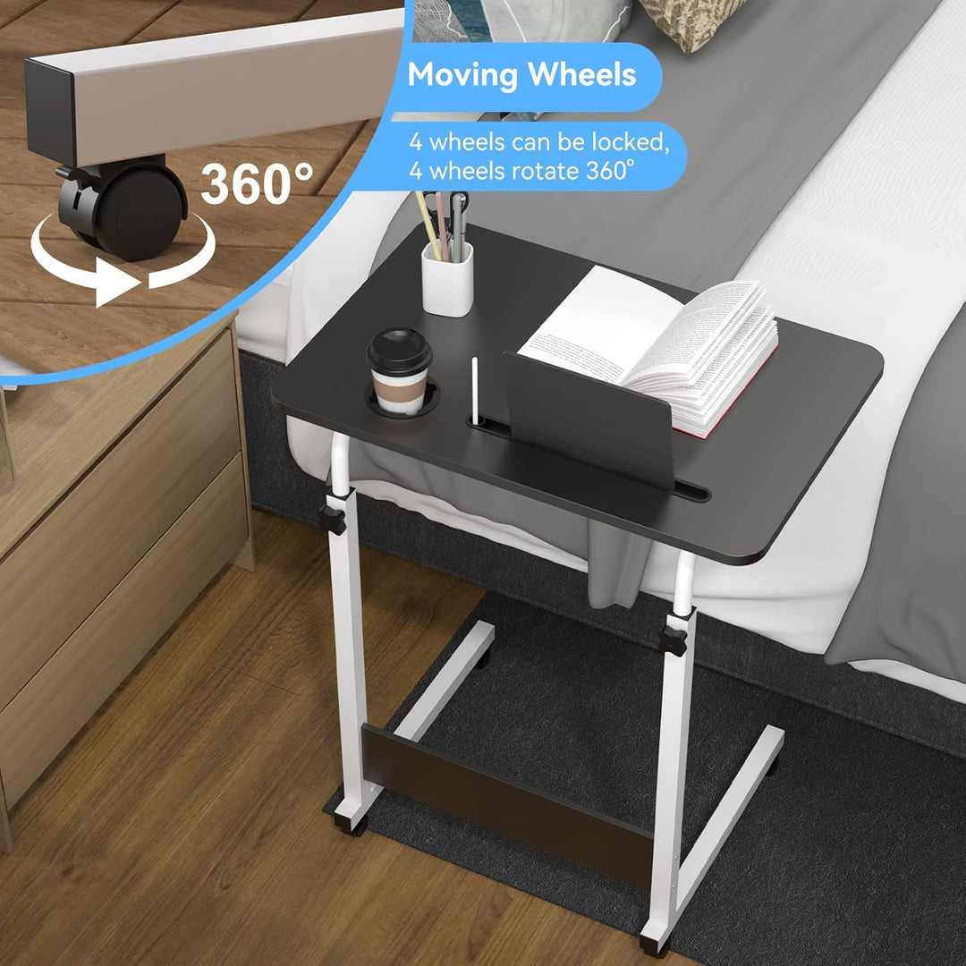 PIPIPOXER 60x40cm Laptoptisch mit Rollen, Laptoptisch höhenverstellbarer 69-90 cm, Schreibtisch Comp