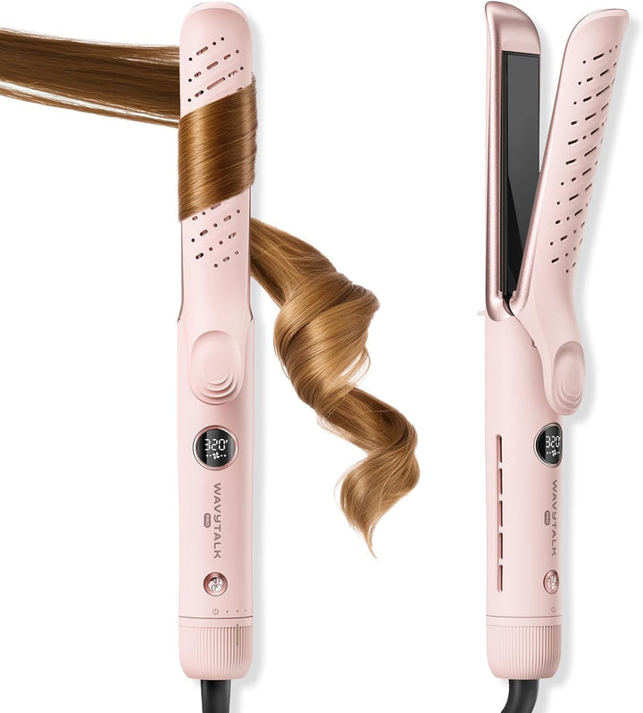 Wavytalk Lockenstab und Glätteisen 2-in-1, 360° Kaltluft für Grosse Locken | Digitaldisplay, 5 Tempe
