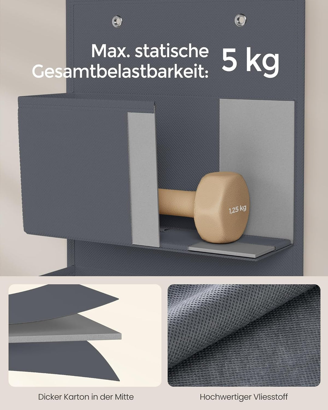 SONGMICS Hängeorganizer mit 4 Taschen, 2er Set Kleiderschrank-Organizer, Hängeaufbewahrung, Tür-Orga