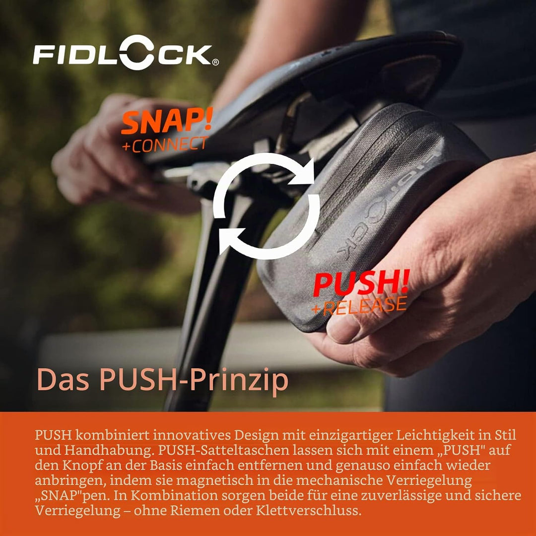 Fidlock 9175 Unisex – Erwachsene Bag 600 + Saddle Base Satteltasche mit Halterung, schwarz, 600ml