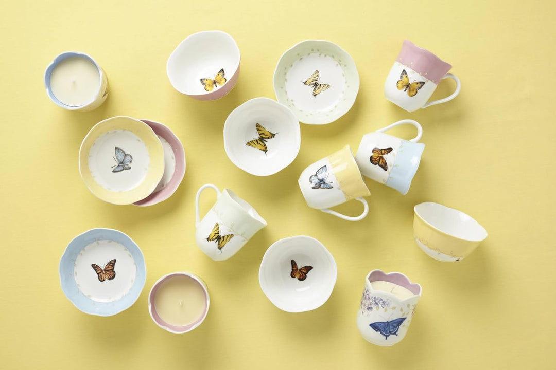 Lenox Tassen-Set mit Schmetterlingswiese, Weiss, 4 Stück, Tasse