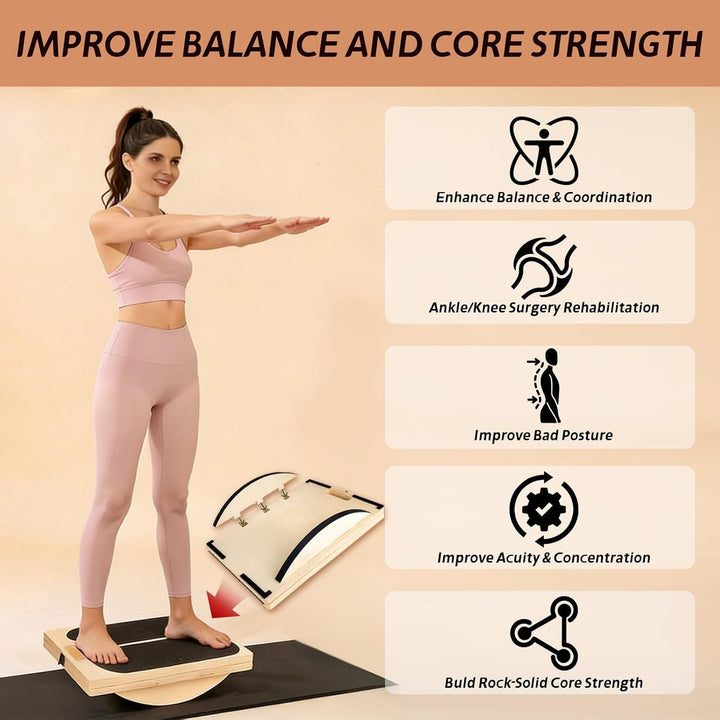 Balance Board aus Holz, Verstellbares Wadendehner Schrägbrett, Wackelbrett für Physiotherapie, Gleic