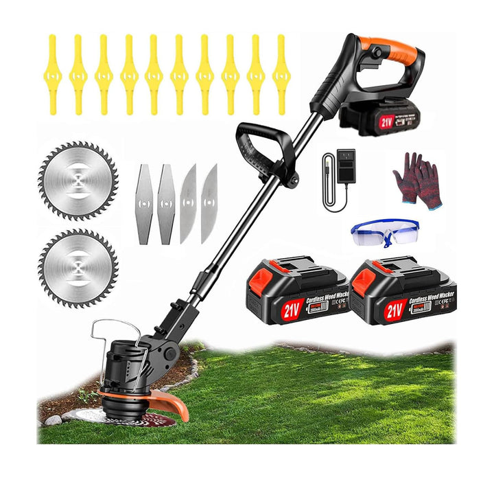 Trimmer Garden ，Strimmers Cordless21v Height Adjustable,with 2 * 21v Li-Ion Batteries,Cordless Grass