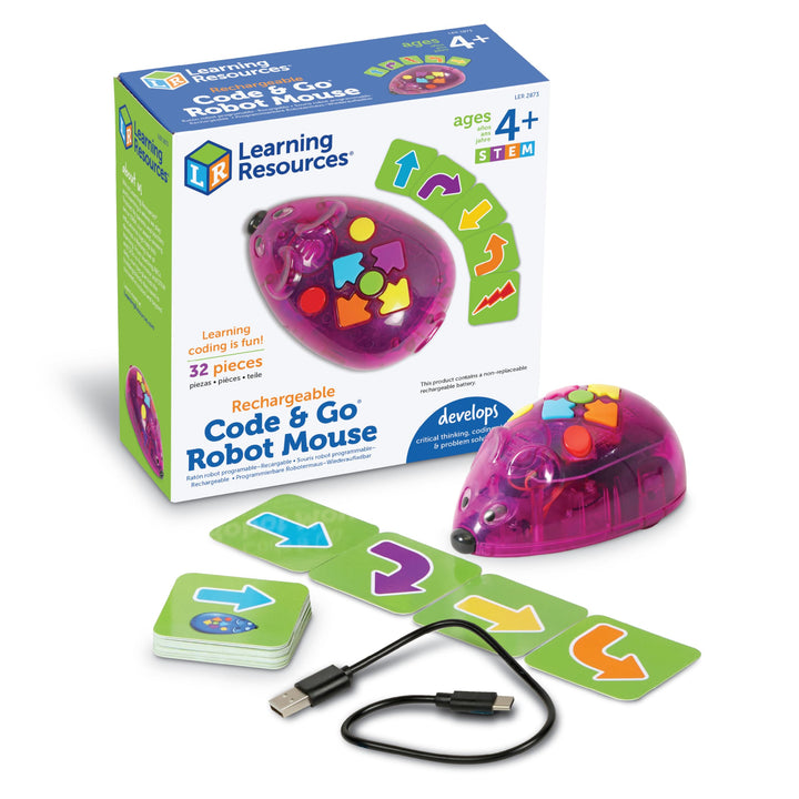 Learning Resources Code & Go Roboter-Maus, wiederaufladbar, Spielzeug für 4-jährige Jungen und Mädch