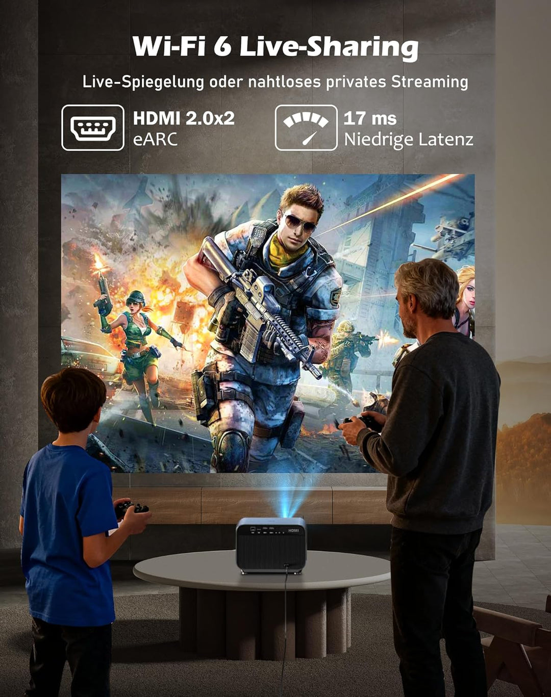 VGKE Beamer 4k Heimkino [Kompatibel mit Netflix & Dolby Audio] 1100 ANSI Projektor Full HD 1080p, Au