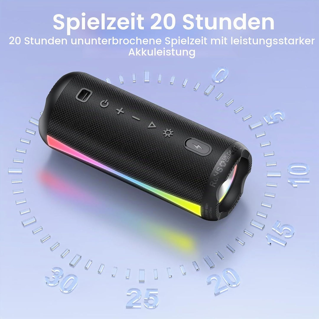 Bluetooth Lautsprecher, Musikbox Bluetooth 5.4 mit RGB Lichter, Bluetooth Box Freisprechfunktion für