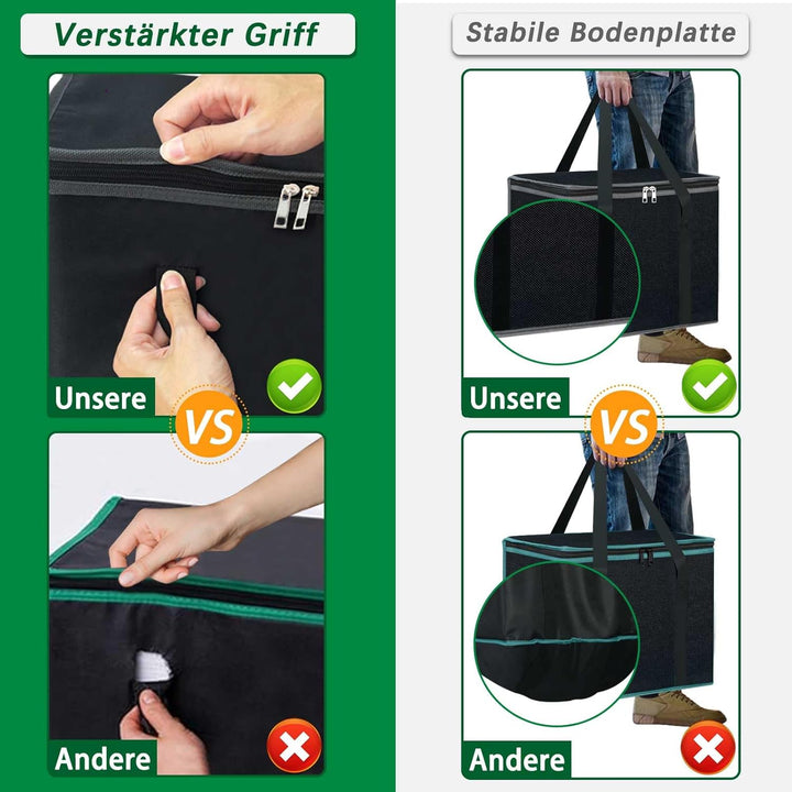 Kühltasche Gross Einkaufstasche mit festem Boden, Faltbar Thermotasche auslaufsicher & wasserdicht,