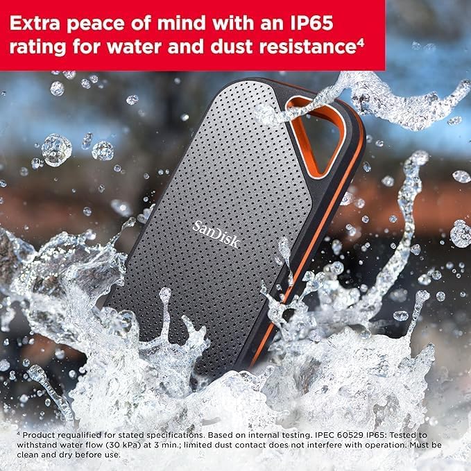 SanDisk Extreme PRO Portable SSD 1 TB Mobiler Speicher (externe NVMe SSD 2,5 Zoll, 2.000 MB/s Lesen