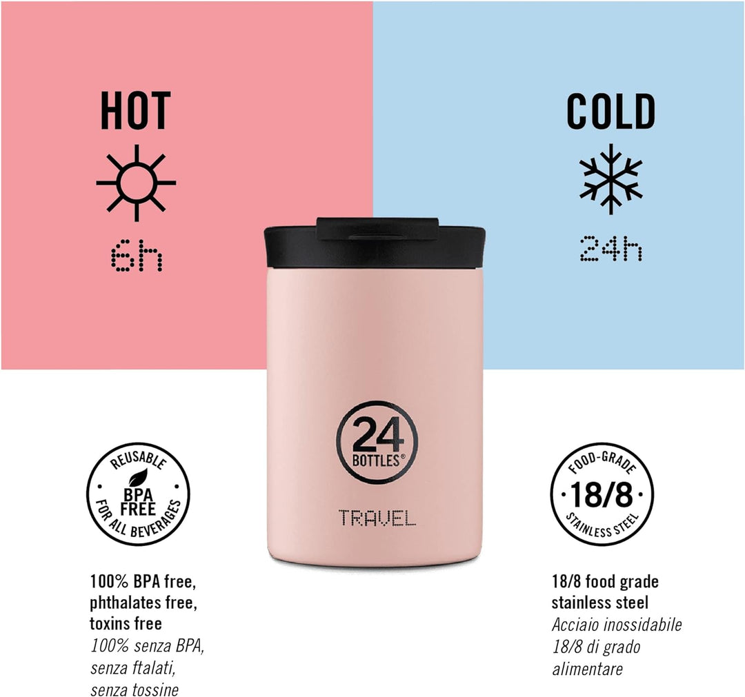 24Bottles Travel Tumbler - Reise- und Büro-Thermobecher 350ml/600ml, 100% Luftdicht für Kaffee und T