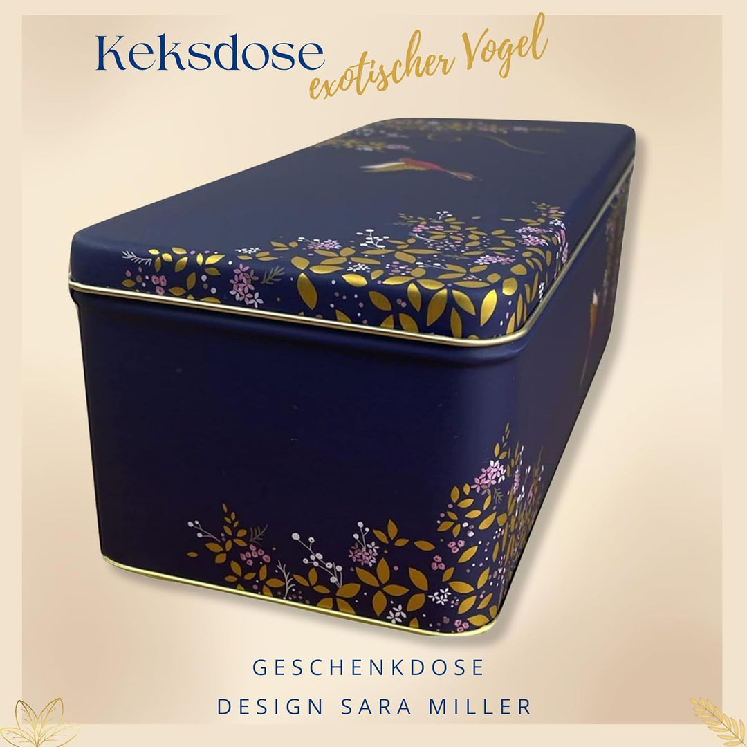 Geschenkdose Design Sara Miller - Liebevoll gestaltete rechteckige Vorratsdose - Motiv Paradiesvogel