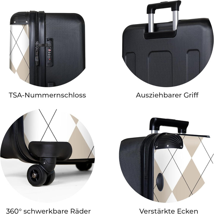 NoBoringSuitcases.com® Koffer XL Gross 77x51.5x28 cm Reisekoffer mit 4 Rollen Leicht Trolley Hartsch