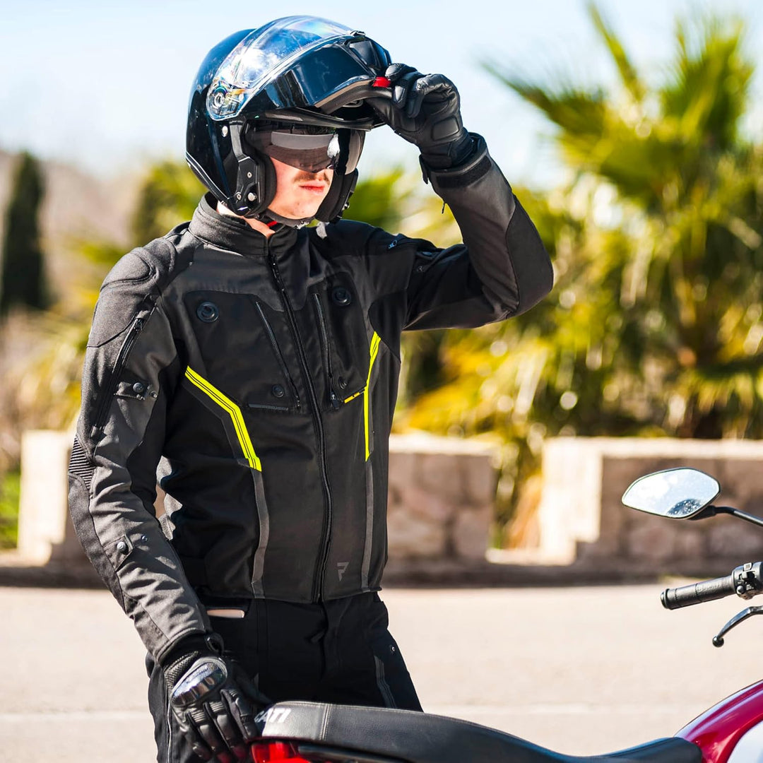 REBELHORN Borg Motorradjacke Herren | Cordura | Humax Membran | Ellbogen und Schulterprotektoren Stu