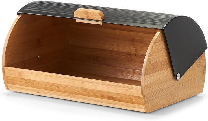 Zeller 25365 Brotkasten, Bamboo/Metall, schwarz, ca. 39 x 27 x 19 cm, Brotaufbewahrung, Trendige Sch