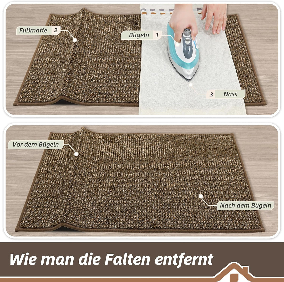 BEQHAUSE Fussmatte Innen, rutschfest und Waschbar, 90 x 150 cm, Braun 90 x 150 cm (Rechteckig) Braun