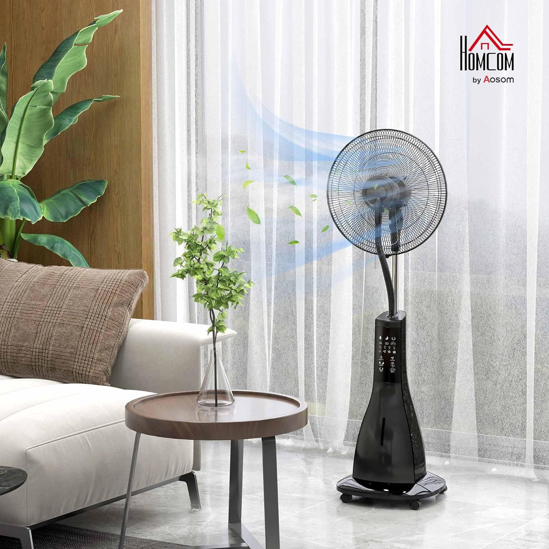HOMCOM Ventilator mit Wasserkühlung, Standventilator mit Sprühnebel, Fernbedienung, Timerfunktion, o