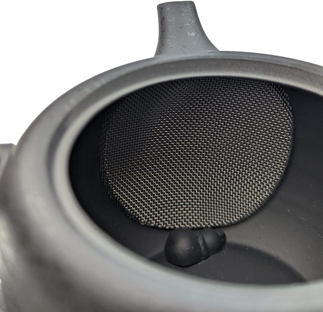 Kyusu Japanische Teekanne aus Keramik mit Teesieb aus Edelstahl, Japan Einhand-Teekanne Black 200ml,