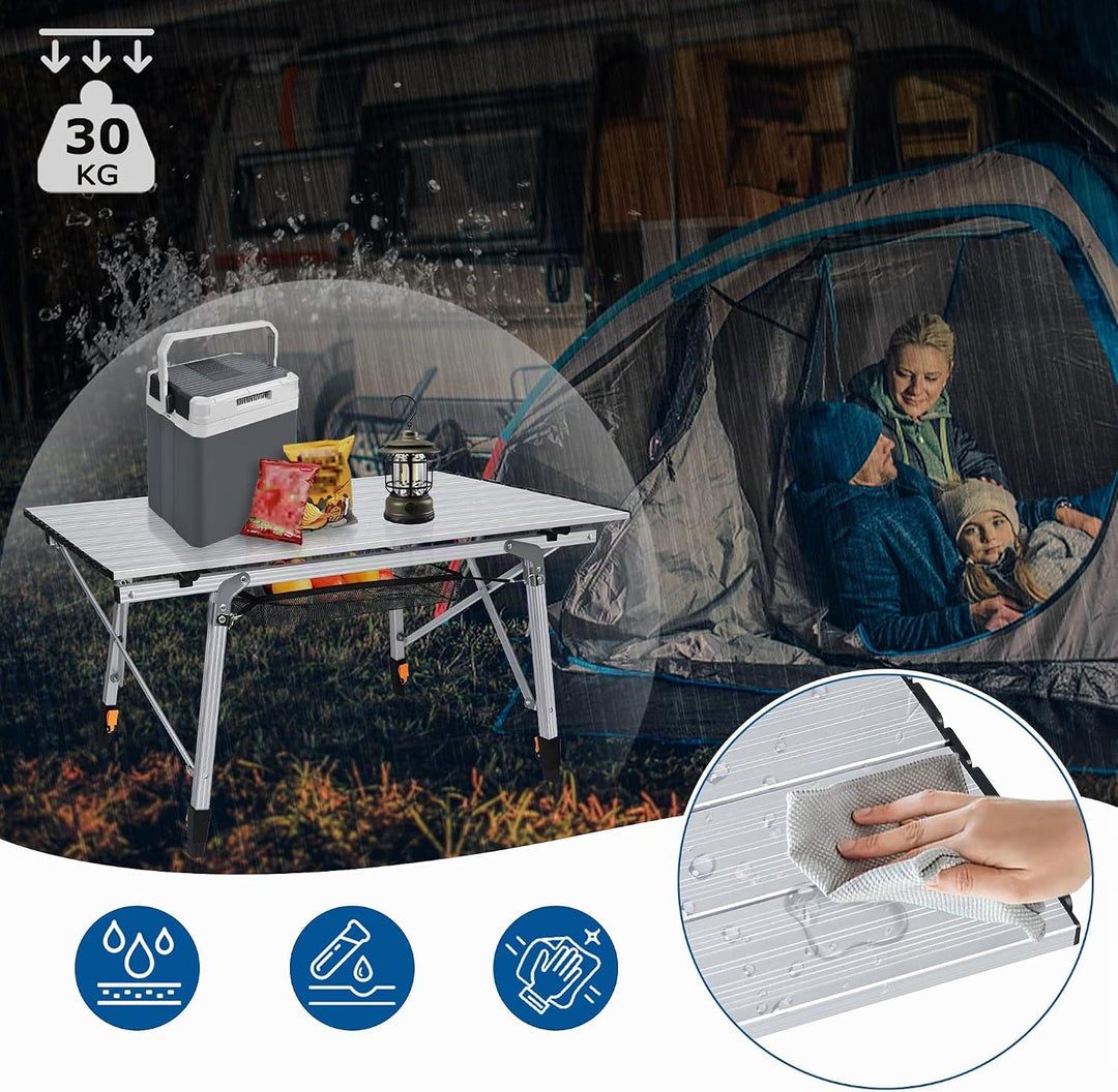 FIVMEN Campingtisch Klappbar 90x51,5 cm Klapptisch Camping Höhenverstellbar Aluminium Camping Tisch