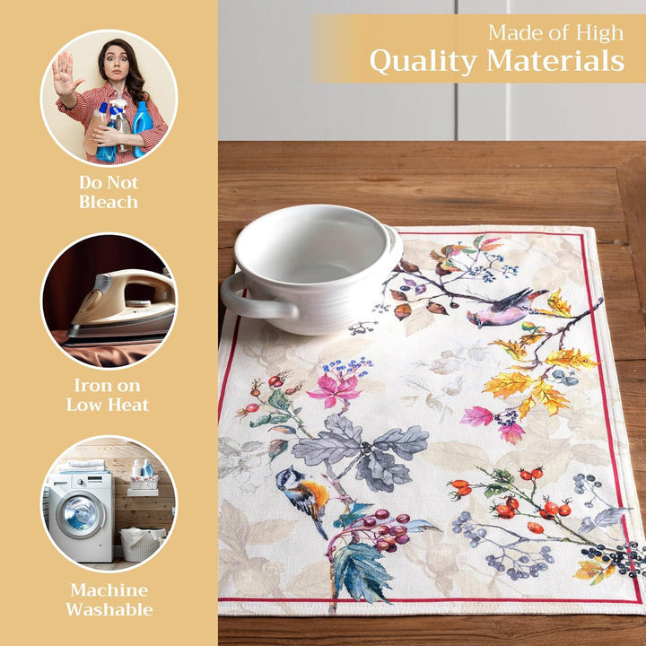 Maison d' Hermine Stoff-Tischsets, 100% Baumwolle Set mit 4, 33cm x 48cm dekoratives, waschbares Ost
