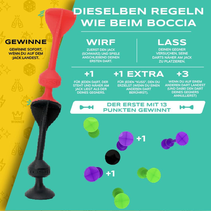 TOSSIT Spiel Saugnapf Darts, Indoor Outdoor Drinnen Draussen, Boccia, Petanque, Wurfspiel, Nachhalti