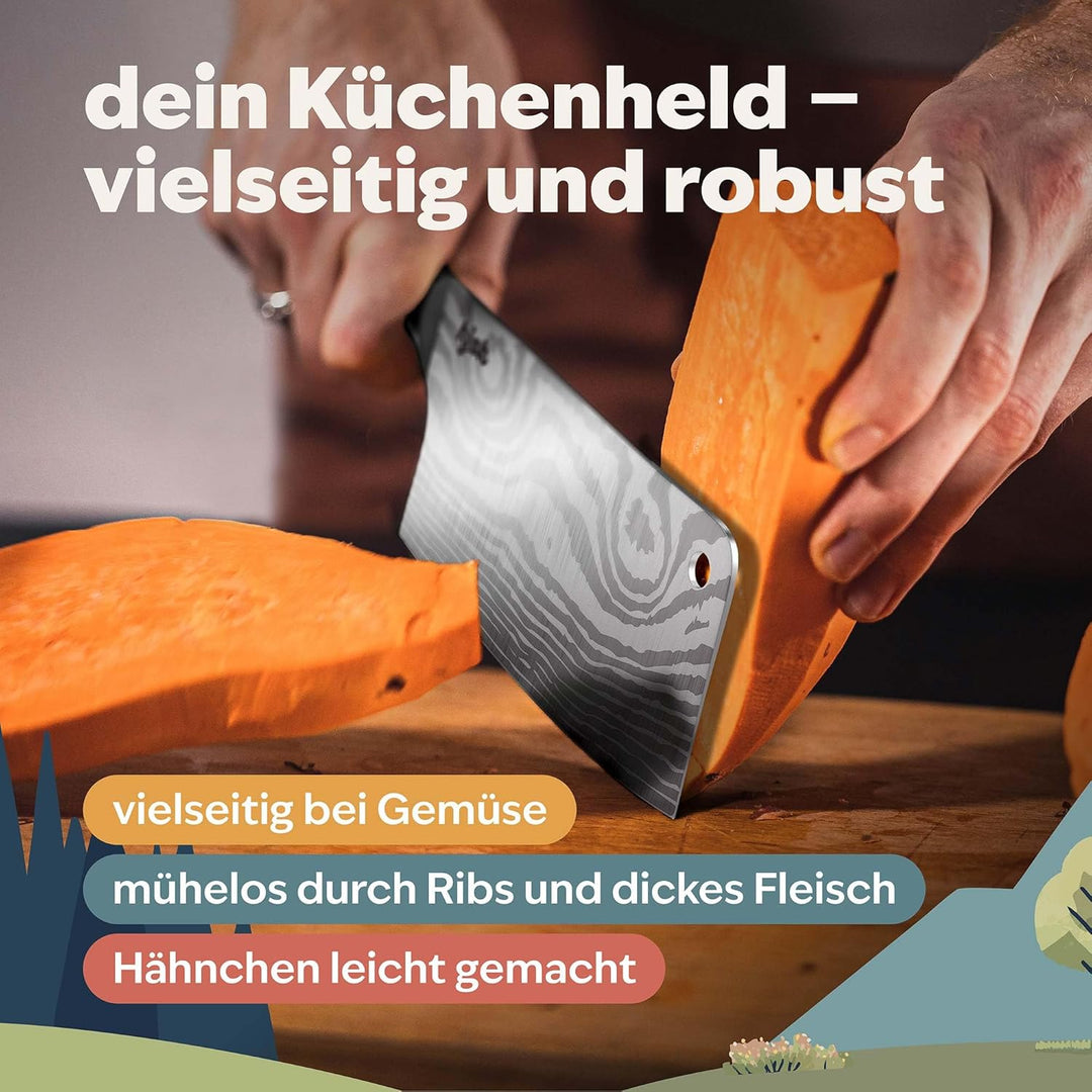 kjøk Premium Hackmesser scharfe Stahlklinge 17cm 7cr Härte 58±2 HRC Küchenmesser mit ergonomischem O