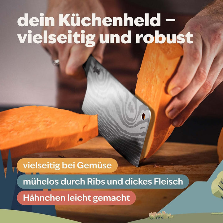 kjøk Premium Hackmesser scharfe Stahlklinge 17cm 7cr Härte 58±2 HRC Küchenmesser mit ergonomischem O