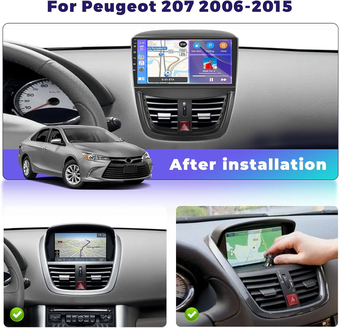 8 Core 4G+64G Hikity 9 Zoll Android Autoradio für Peugeot 207 2006-2015 Wireless CarPlay Android Aut