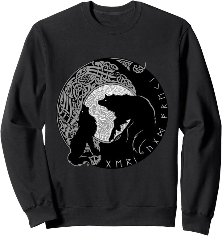 Wikinger Odins Wölfe GERI und Freki Nord Grafik Motiv Sweatshirt
