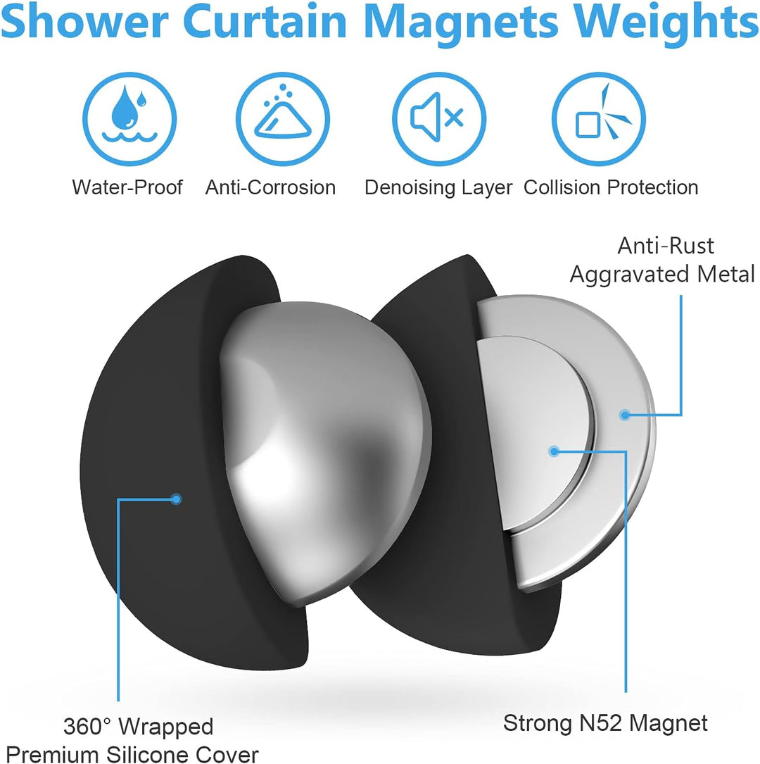 VANZAVANZU Duschvorhang Gewichte, Niemals Rost Duschvorhang Magnete, Silikonbeschichtete Magnete Tis