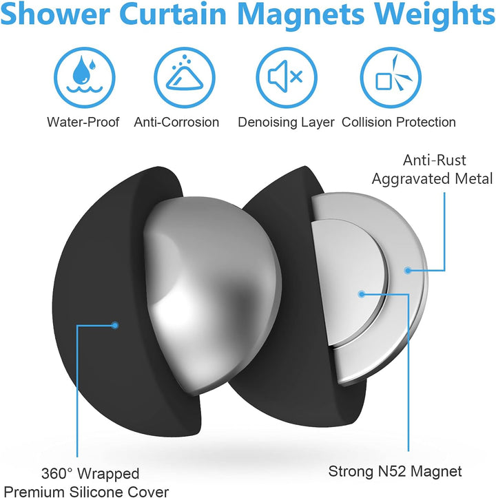 VANZAVANZU Duschvorhang Gewichte, Niemals Rost Duschvorhang Magnete, Silikonbeschichtete Magnete Tis